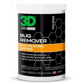 3D Bug Remover - Versatile Exterior Solution for Removing Bugs from Plastic, Rubber, Metal, Chrome, Aluminum, Windows & Mirrors, Safe for Car Paint, Wax & Clear Coat, 150 Wipes