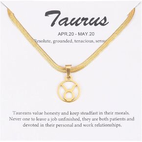 Women's Zodiac Sign Choker Necklace Spiritual Horoscope Jewelry Birthday Gift Gold Plated Stainless Steel Snake Chain