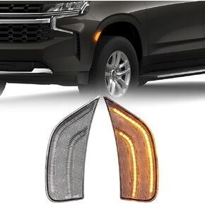 Smoked Lens LED Side Marker Light Compatible with 2021-2024 Yukon XL Denali Tahoe Suburban Escalade Escalade ESV Driver & Passenger Side Marker lights (smoke len amber lights)
