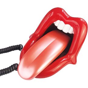 TelPal Landline Phones for Home, Red Mouth Telephone, Novelty Big Tongue Phone, Wired Funny Lip Phone Gift, Cartoon Shaped Real Corded Lips Telephone Set