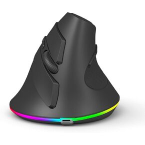 Ergonomic Bluetooth Wireless Vertical Mouse, 3 Device Connection (BT1/BT2 + 2.4G USB), RGB 3200 DPI Type C Rechargeable Portable Cordless Optical Mice Reduce Wrist/Hand Strain for PC Computer Laptop