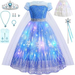Light Up Princess Dresses for Girls Princess Costume for Girls Princess Elsa Dress Up Clothes for Role Play Bday