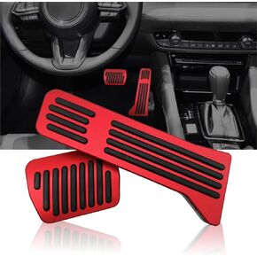 Anti-Slip Performance Foot Pedal Pads kit Compatible with Mazda 2 3 6 CX3 CX5 CX9, No Drilling Aluminum Brake and Gas Accelerator Pedal Covers - Silver