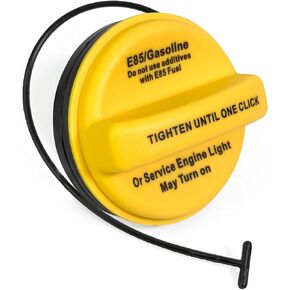 Click&Fit Yellow Gas Tank Cap E85 replacement for 2012-2014 Chevy Cadillac GMC, models Avalanche, Silverado Suburban Tahoe Escalade Sierra Yukon – Fuel tank cap with tether replaces 20962524 GT34