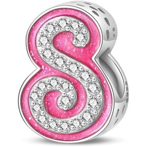 925 Sterling Silver Letter Charms A-Z Alphabet Beads for Bracelet and Necklace 26 Initial Letter Charms Beads Pendant fit for European Bracelets Necklace