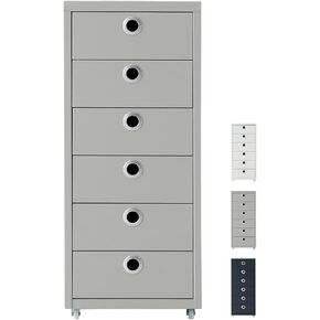 Rolled Storage Cabinet, 6-Tier Small Size Steel Office File Cabinet, Under Desk Multipurpose Organizer, 11 x 16.1 x 27 Inches, Assembly Required, for Home Office, Bedroom - Dark Gray
