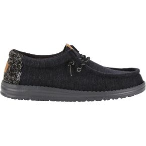 Hey Dude Wally Flex Knit Black/Charcoal Size 15, Men’s Shoes, Men's Slip-on Loafers, Comfortable & Light-Weight