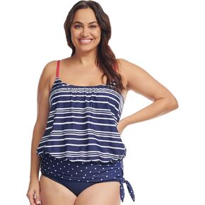 Mazu Women's Blouson Plus Size Tankini Tops Modest Swimwear Loose Fit Bathing Suit Swimsuit Top Only