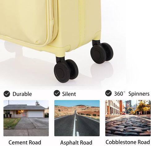 UNIKER Carry On Luggage with Cup Holder,16 Inch Hard Shell Suitcases with 4 Spinner Wheels, Cabin Bag Wheeled Bag Airline Approved,Expandable Carry-ons Yellow in Saudi Arabia