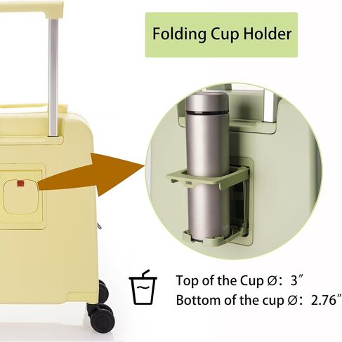 UNIKER Carry On Luggage with Cup Holder,16 Inch Hard Shell Suitcases with 4 Spinner Wheels, Cabin Bag Wheeled Bag Airline Approved,Expandable Carry-ons Yellow in Saudi Arabia