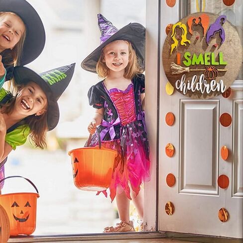 3D Halloween Horror Welcome Sign for Front Door,Wreath Decorations for All Seasons Scary Porch Decor Hanging Gift for Farmhouse Home Bar Outdoor Indoor，Window Wall Hanging Decor (Wood) in Saudi Arabia