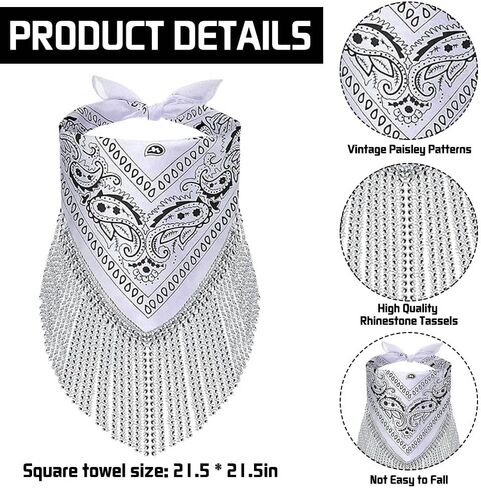 Cowgirl Bachelorette Bandanas Disco Rhinestone Fringe & Heart Sunglasses Paisley Pattern Bandanas Face Mask Scarf in Saudi Arabia
