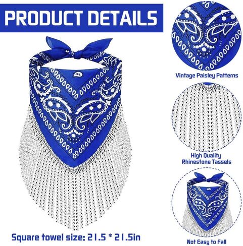 Cowgirl Bachelorette Bandanas Disco Rhinestone Fringe & Heart Sunglasses Paisley Pattern Bandanas Face Mask Scarf in Saudi Arabia