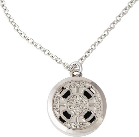 قلادة من Wild Essentials Celtic Cross للزيوت العطرية خالية من النيكل مع سلسلة 24 بوصة، 6 وسادات لإعادة التعبئة، مجوهرات عطرية متغيرة اللون قابلة للتخصيص للعلاج بالروائح in Saudi Arabia