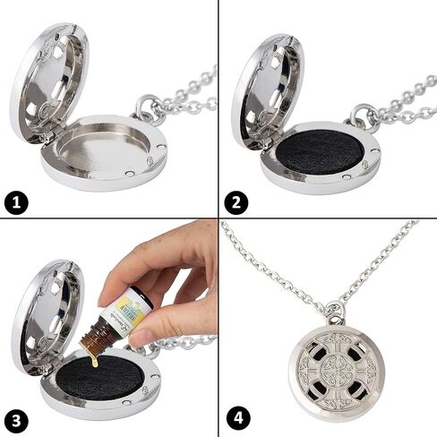قلادة من Wild Essentials Celtic Cross للزيوت العطرية خالية من النيكل مع سلسلة 24 بوصة، 6 وسادات لإعادة التعبئة، مجوهرات عطرية متغيرة اللون قابلة للتخصيص للعلاج بالروائح in Saudi Arabia