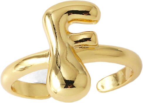 Bubble Initial Rings for Women, Open Adjustable Balloon Letter Rings Chunky Balloon Letters Ring 14k Gold Plated Puffy Alphabet A-Z Name Statement Jewelry in Saudi Arabia