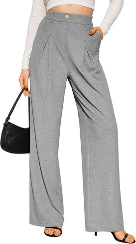 CLOZOZ Women's Wide Leg Pants High Waist Palazzo Pants Elastic Fit Business Casual Trousers with Pockets in Saudi Arabia