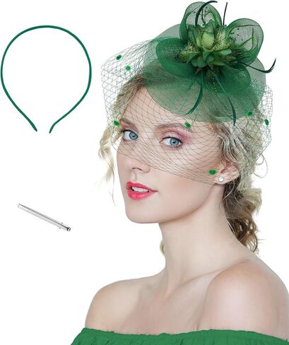 Mesh Feather Fascinators Hat Headdress 20s Vintage Flowers Veil Hair Accessory Bridal Wedding Tea Party Headwear in Saudi Arabia