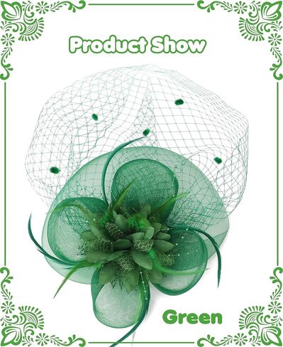 Mesh Feather Fascinators Hat Headdress 20s Vintage Flowers Veil Hair Accessory Bridal Wedding Tea Party Headwear in Saudi Arabia
