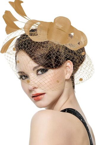 Mesh Feather Fascinators Hat Headdress 20s Vintage Flowers Veil Hair Accessory Bridal Wedding Tea Party Headwear in Saudi Arabia