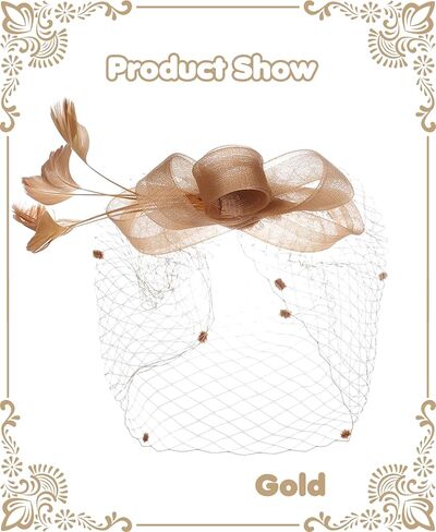 Mesh Feather Fascinators Hat Headdress 20s Vintage Flowers Veil Hair Accessory Bridal Wedding Tea Party Headwear in Saudi Arabia