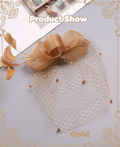 Mesh Feather Fascinators Hat Headdress 20s Vintage Flowers Veil Hair Accessory Bridal Wedding Tea Party Headwear in Saudi Arabia
