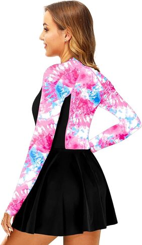 AOBUTE Women Long Sleeve Swim Dress SPF Rash Guard with Bottoms No Bra, 2 Piece Swimsuit with Thumb Hole in Saudi Arabia
