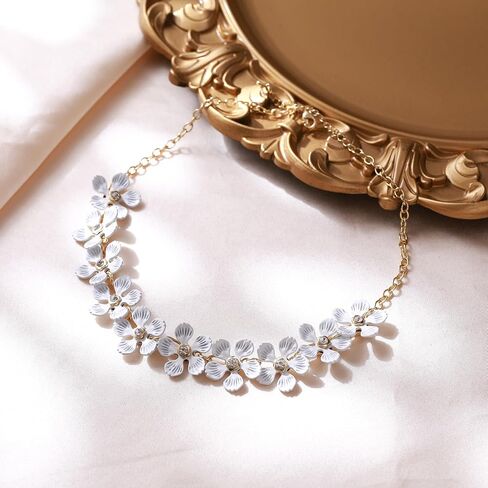 Flyonce Boho Flower Necklace Summer Beach Statement Flower Necklace Floral Bib Collar Chokers Necklaces Flower Jewelry for Women in Saudi Arabia