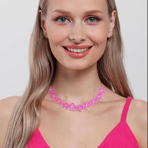 Flyonce Boho Flower Necklace Summer Beach Statement Flower Necklace Floral Bib Collar Chokers Necklaces Flower Jewelry for Women in Kuwait