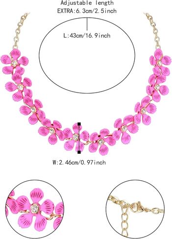 Flyonce Boho Flower Necklace Summer Beach Statement Flower Necklace Floral Bib Collar Chokers Necklaces Flower Jewelry for Women in Kuwait