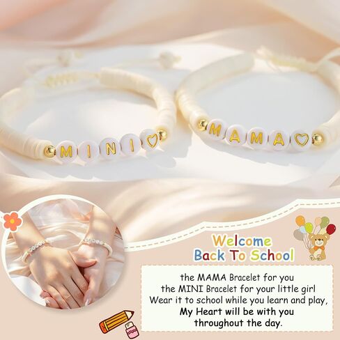 Shonyin First Day of Sch Gifts for Mommy and Me/Mama and Mini, Adjustable Mother Daughter Bracelets as Back to Sch Gifts for Hers in Saudi Arabia