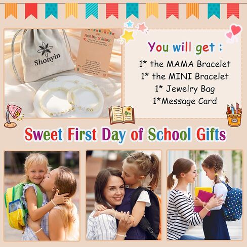 Shonyin First Day of Sch Gifts for Mommy and Me/Mama and Mini, Adjustable Mother Daughter Bracelets as Back to Sch Gifts for Hers in Saudi Arabia