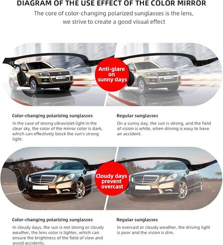 Photochromic Sunglasses Polarized Glasses Men Running Glasses for Women UV400 Protection Ultra Light(0.06lb) Golf/Fishing/Outdoor/Riding/Climbing Sunglasses(Black), Gold in Saudi Arabia