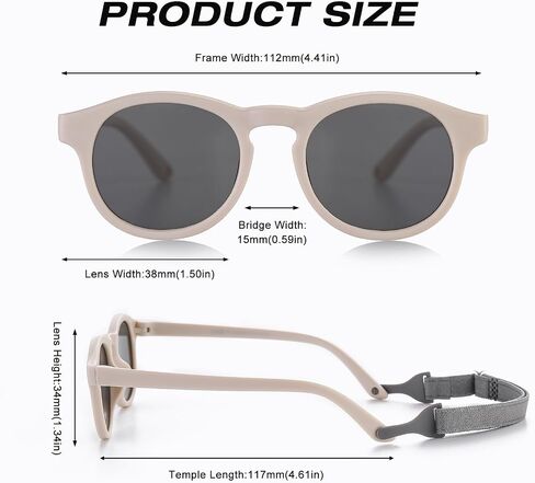 Baby First Sunglasses with Strap Round Flexible UV400 Polarized Infant Sunglasses for Ages 0-24 Months in Saudi Arabia