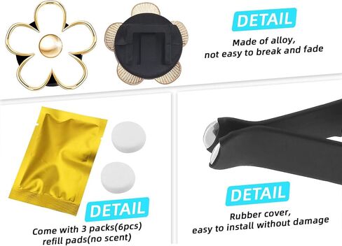 Daisy Car Decoration Flower Air Vent Clip Air Conditioning Outlet Clip Car Air Freshener Clip Car Interior Decor Charm Colorful Car Accessories for Women Interior Cute Set (4PCS-Black-No Scent) in Saudi Arabia