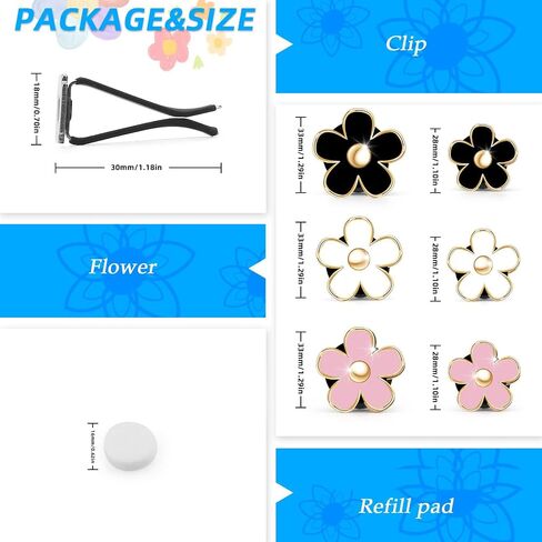 Daisy Car Decoration Flower Air Vent Clip Air Conditioning Outlet Clip Car Air Freshener Clip Car Interior Decor Charm Colorful Car Accessories for Women Interior Cute Set (4PCS-Black-No Scent) in Saudi Arabia