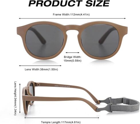 Baby First Sunglasses with Strap Round Flexible UV400 Polarized Infant Sunglasses for Ages 0-24 Months in Saudi Arabia