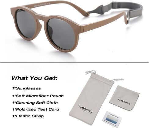 Baby First Sunglasses with Strap Round Flexible UV400 Polarized Infant Sunglasses for Ages 0-24 Months in Saudi Arabia