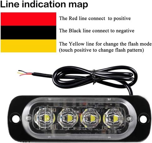 Teguangmei 4Pcs Ultra Thin 4LED Emergency Strobe Lights Universal Surface Mount 12-24V Emergency Warning Hazard Beacon Flash Caution Light Bar for Car ATVs Truck (White) in Saudi Arabia