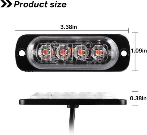 Teguangmei 4Pcs Ultra Thin 4LED Emergency Strobe Lights Universal Surface Mount 12-24V Emergency Warning Hazard Beacon Flash Caution Light Bar for Car ATVs Truck (White) in Saudi Arabia