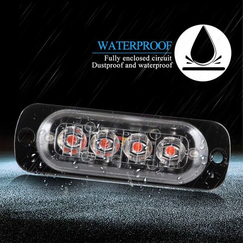 Teguangmei 4Pcs Ultra Thin 4LED Emergency Strobe Lights Universal Surface Mount 12-24V Emergency Warning Hazard Beacon Flash Caution Light Bar for Car ATVs Truck (White) in Saudi Arabia
