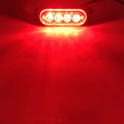 Teguangmei 4Pcs Ultra Thin 4LED Emergency Strobe Lights Universal Surface Mount 12-24V Emergency Warning Hazard Beacon Flash Caution Light Bar for Car ATVs Truck (White) in Saudi Arabia