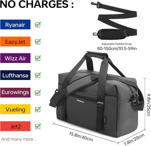 حقائب Omnpak Ryanair Cabin مقاس 40x20x25، حقيبة يد صغيرة تحت المقعد مع حزام كتف، حقيبة سفر محمولة 20 لتر in Kuwait