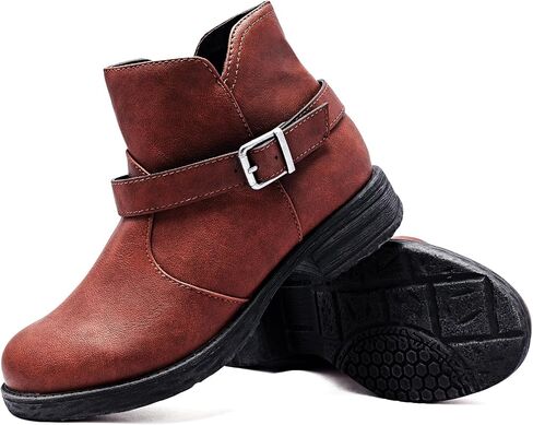 Ataiwee Women's Ankle Boots, Classic Side Zip Comfortable Thick Block Heel Boots. in Saudi Arabia