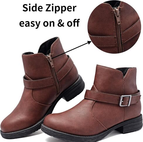 Ataiwee Women's Ankle Boots, Classic Side Zip Comfortable Thick Block Heel Boots. in Saudi Arabia