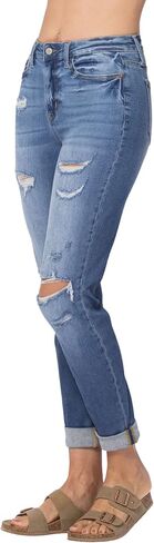 Judy Blue Women's High Waist Cuffed Destroyed Boyfriend Jeans in Saudi Arabia