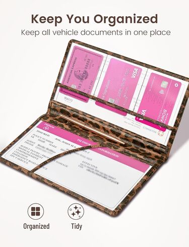 Car Registration and Insurance Holder, Car Document Holder with Magnetic Closure, Registration and Insurance Card Holder Car Organizer Glove Box Compartment Organizer for Men Women (Blue) in Kuwait