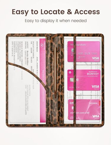 Car Registration and Insurance Holder, Car Document Holder with Magnetic Closure, Registration and Insurance Card Holder Car Organizer Glove Box Compartment Organizer for Men Women (Blue) in Kuwait