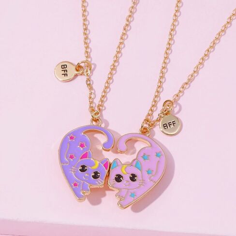 Best Friend Necklace Gifts Friendship Necklace Matching Magnetic Cat BFF Necklace for 2 Girls in Kuwait