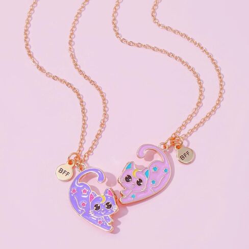 Best Friend Necklace Gifts Friendship Necklace Matching Magnetic Cat BFF Necklace for 2 Girls in Kuwait